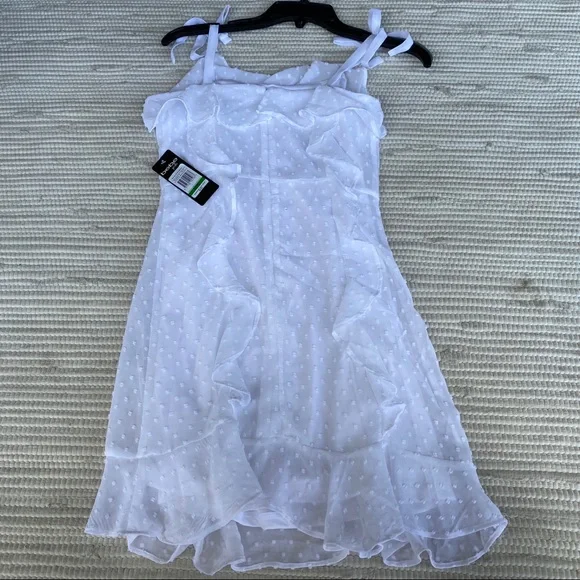 BEBE girls white chiffon w dots dress L/14 - Picture 7 of 11